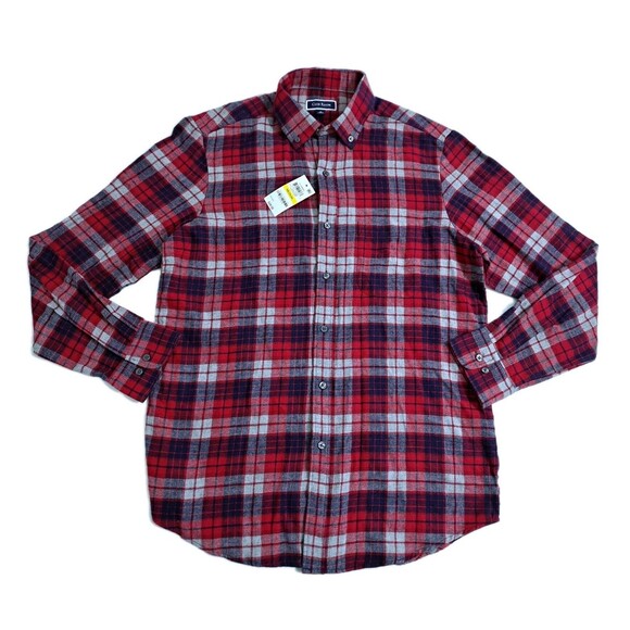 Club Room Men's Medium Flannel Shirt Lumberjack Red Blue Buffalo Check Plaid - Picture 2 of 9